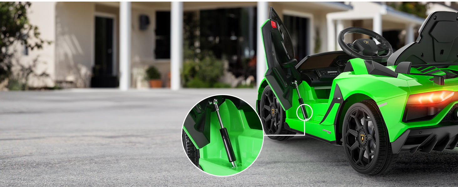 TEOAYEAH Ride On Car 12V Licensed Lamborghini SVJ Electric Vehicles, 12V7Ah Battery Powered Roadster with Parent Control, Spring Suspension, Sound System, LED Light, Hydraulic Doors, Music