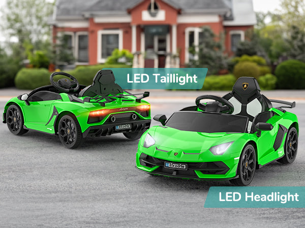 TEOAYEAH Ride On Car 12V Licensed Lamborghini SVJ Electric Vehicles, 12V7Ah Battery Powered Roadster with Parent Control, Spring Suspension, Sound System, LED Light, Hydraulic Doors, Music