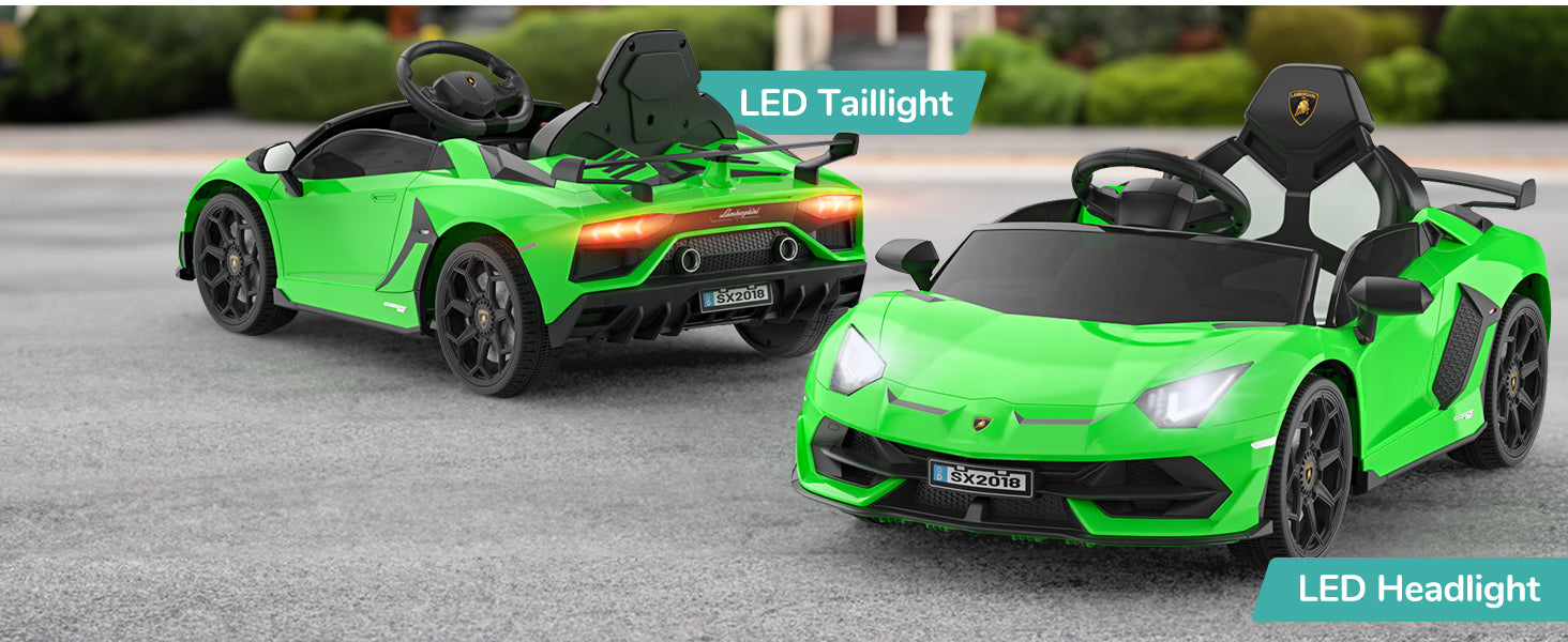 TEOAYEAH Ride On Car 12V Licensed Lamborghini SVJ Electric Vehicles, 12V7Ah Battery Powered Roadster with Parent Control, Spring Suspension, Sound System, LED Light, Hydraulic Doors, Music