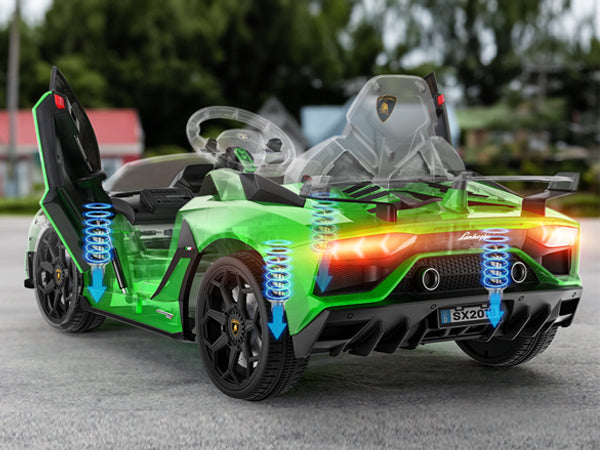 TEOAYEAH Ride On Car 12V Licensed Lamborghini SVJ Electric Vehicles, 12V7Ah Battery Powered Roadster with Parent Control, Spring Suspension, Sound System, LED Light, Hydraulic Doors, Music